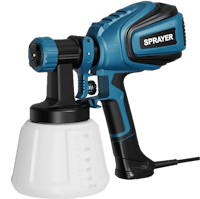a sprayer with a blue and white handle