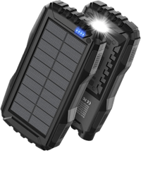 a solar power bank with a led light